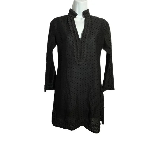Sail to Sable size 0 XS black swiss dot tunic dress long sleeves cotton voile - Picture 3 of 7